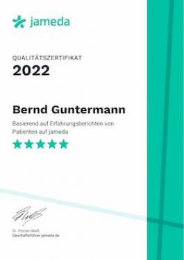 Jameda Qualitätszertifikat Physiotherapie Guntermann 2022